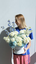 Little Gentlemen Box - Ranunculus, Hydrangeas, Delphinium & French Roses