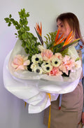 Tropical Dreams - Bird of Paradise, French roses, Carnations, Herbert, Bells of Ireland, Oncidium
