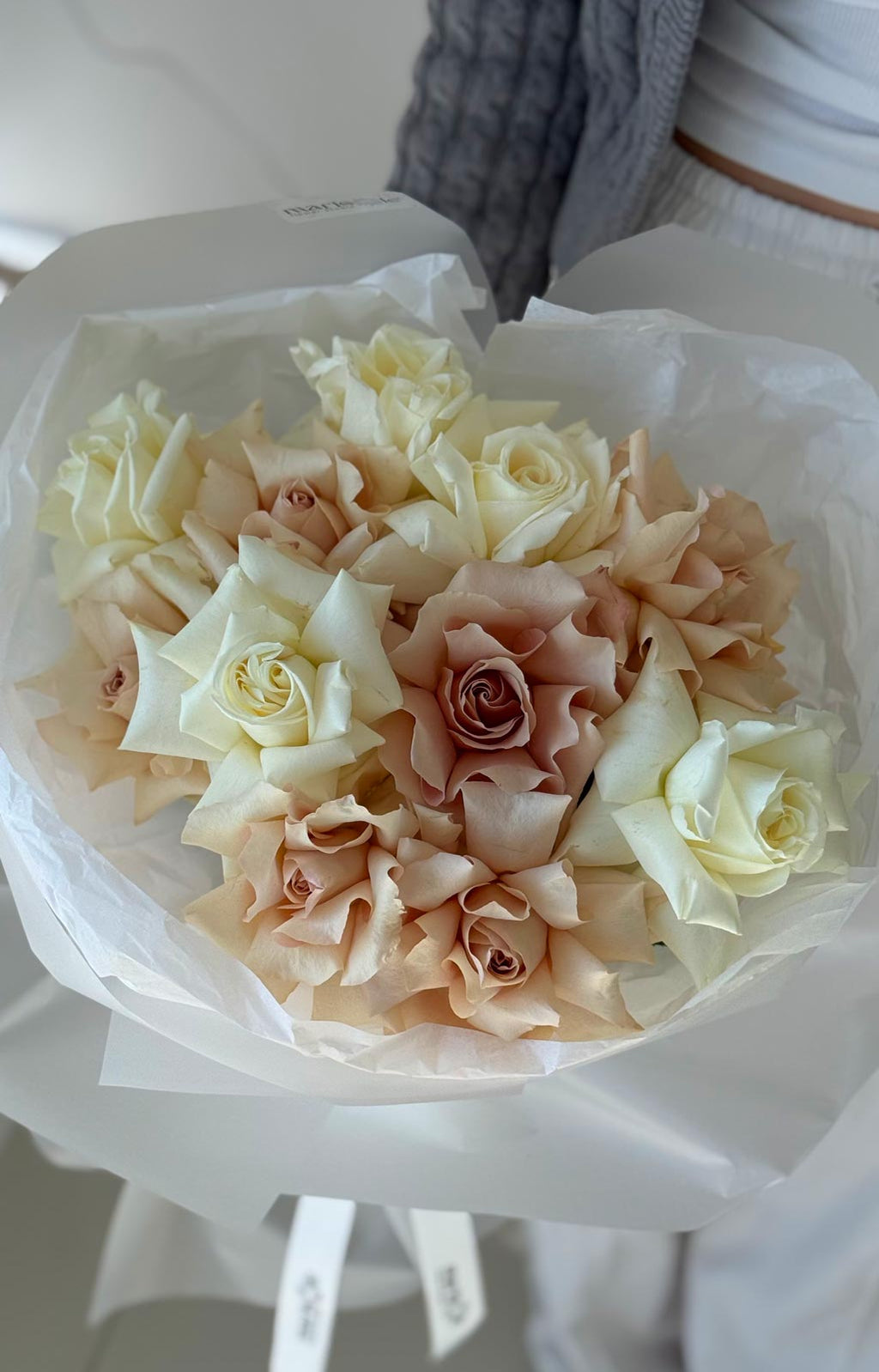 Bouquet of mix roses on a white background