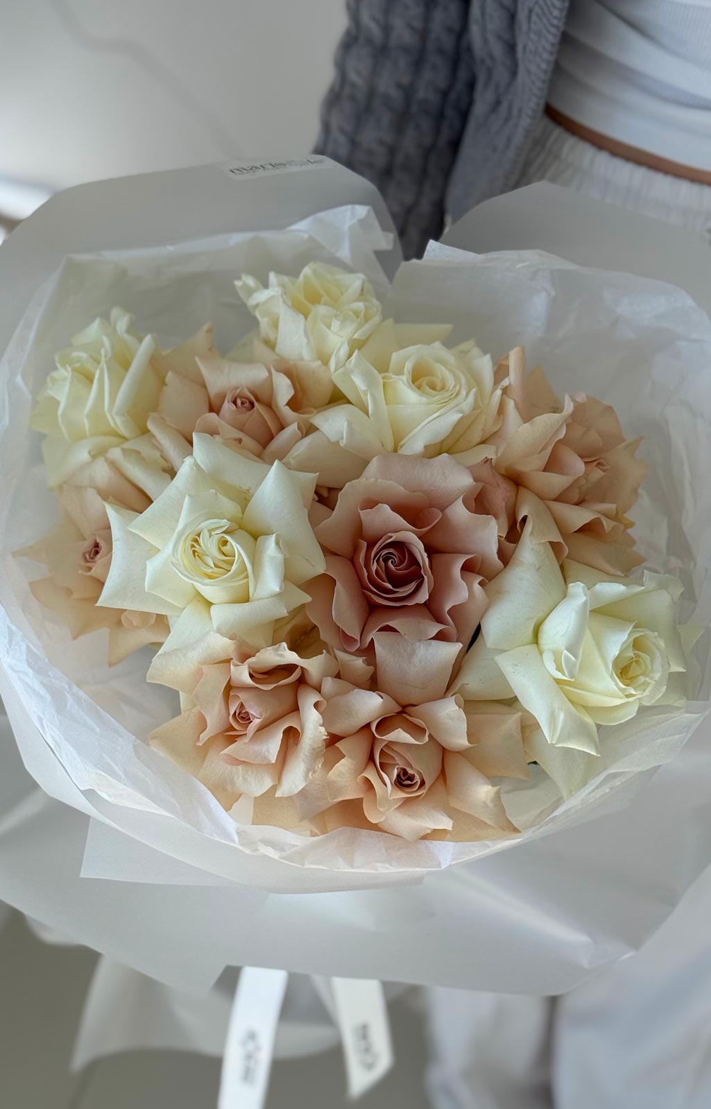 Bouquet of mix roses on a white background