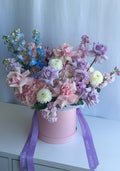 Soft Symphony Box – Hydrangea, French Roses, Delphinium, Chrysanthemums, Stock