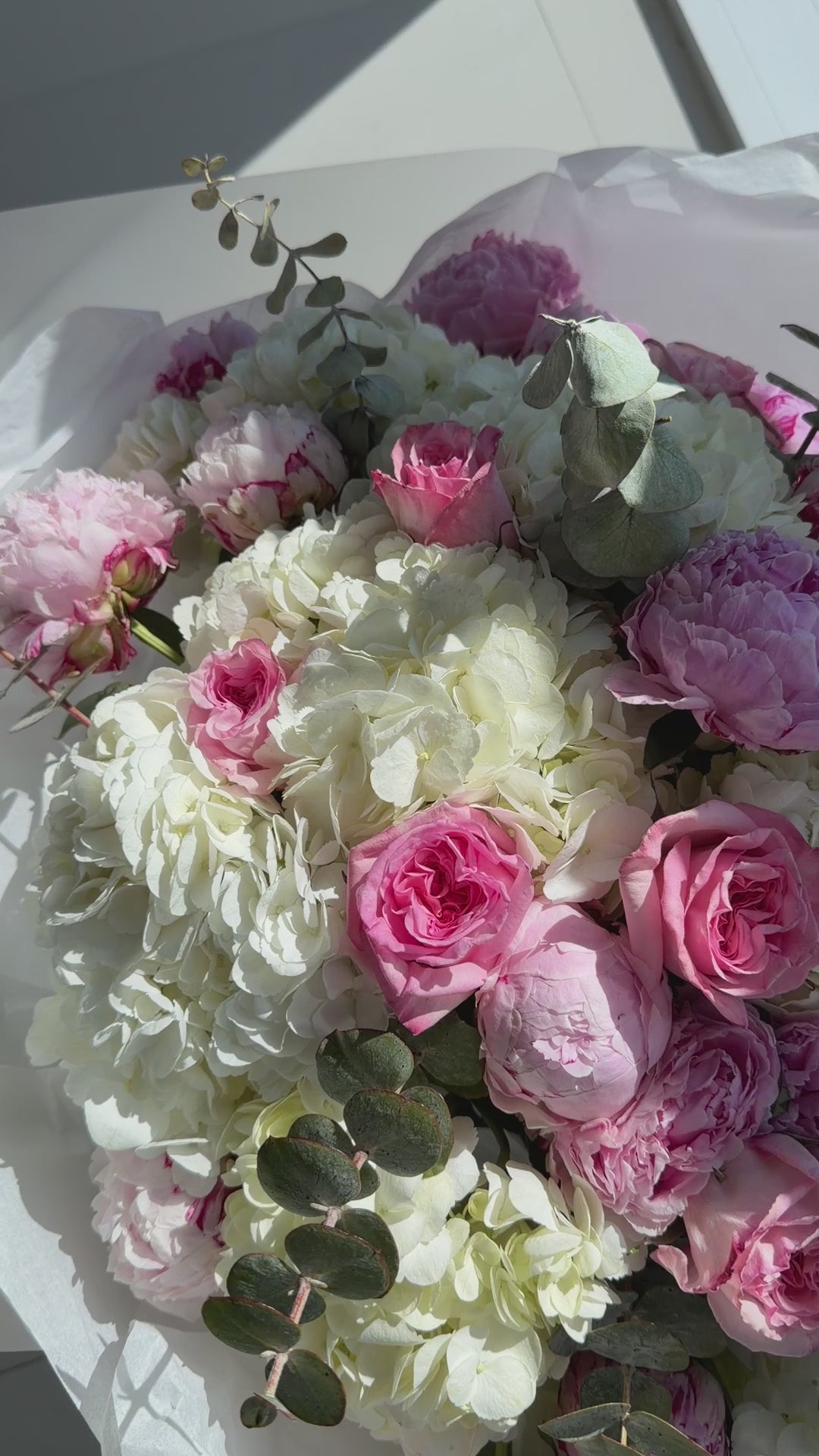 Peony Rush - peonies, hydrangeas, garden roses, eucalyptus