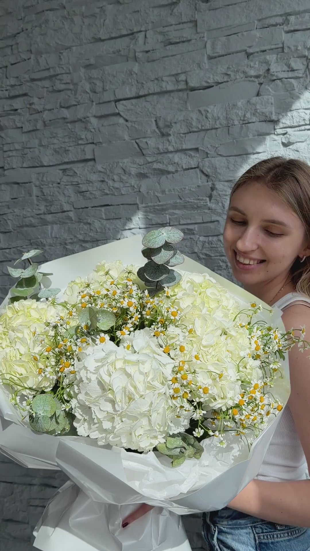 Pure Meadow - hydranges, camomile and eucalyptus