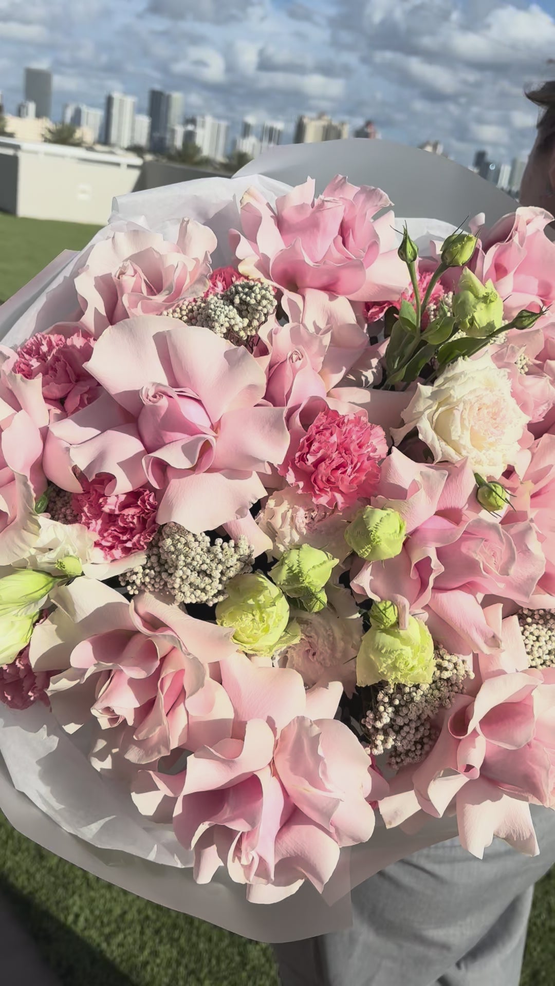 Petal Therapy Bouquet - French Roses, Carnations, Lisianthus, Ozothamnus