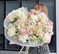 Rosewood Bouquet – Hydrangea, French Roses, Lisianthus, Chamomile & Stock